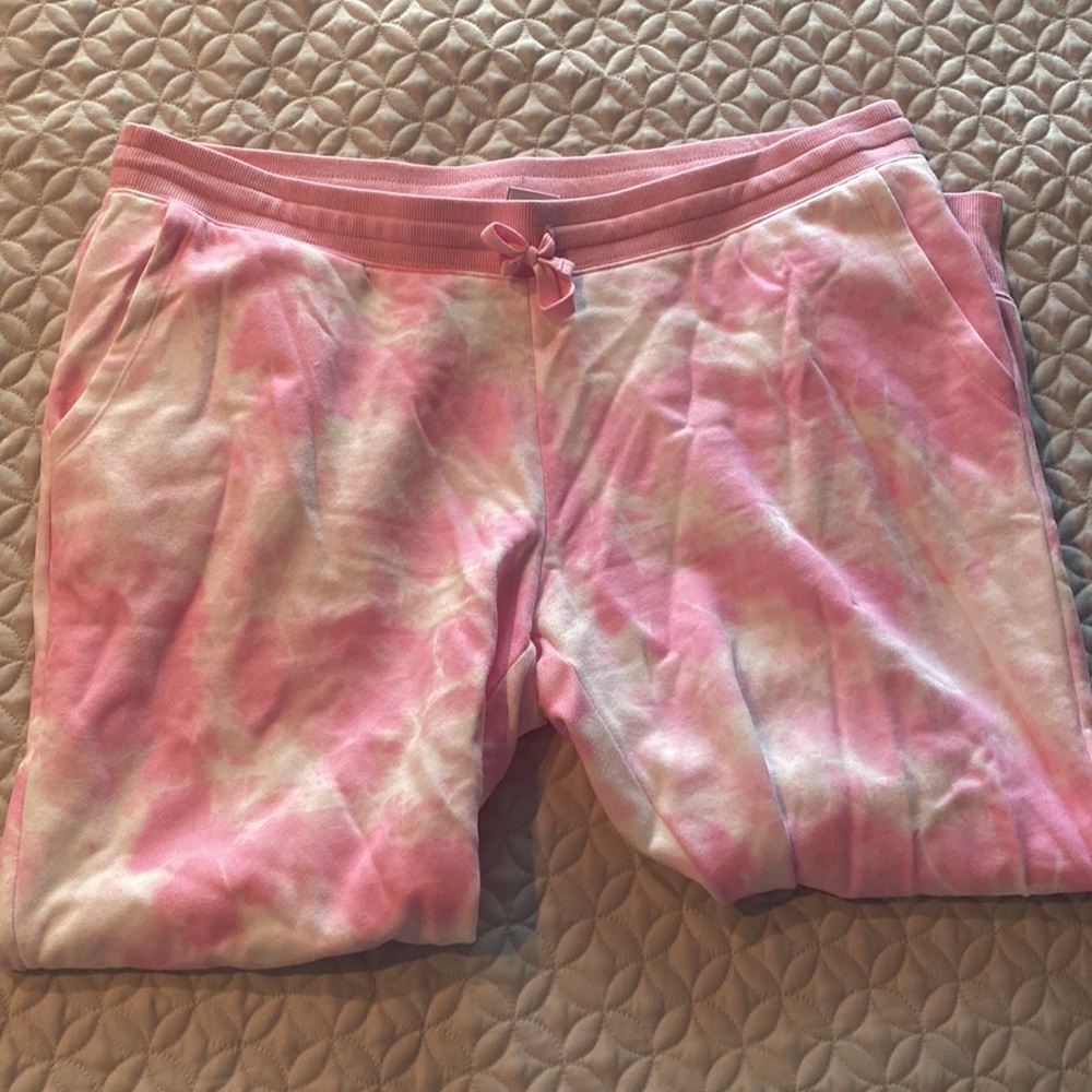 Pink tie die sweat pants